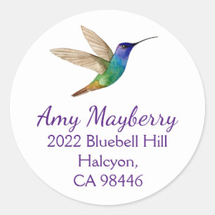 Golden-tailed Sapphire Hummingbird return address  Classic Round Sticker