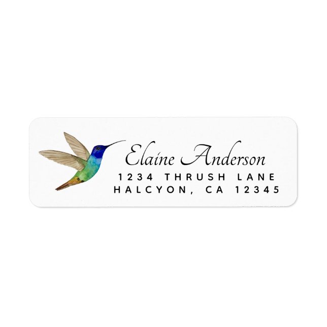 Golden-tailed Sapphire Hummingbird return address  Label (Front)