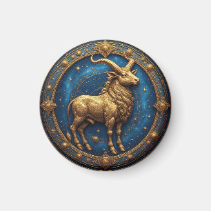 Golden Taurus Bull In Cosmic Zodiac Circle Magnet