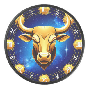 ♉ Golden Taurus Cosmic Circle Hockey Puck Gift ✨