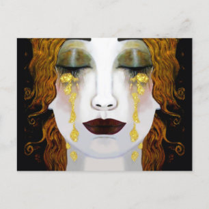 Golden Tears, Gustav Klimt inspiration full face. Postcard