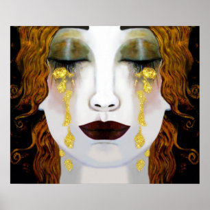 Golden Tears, Gustav Klimt inspiration full face. Poster