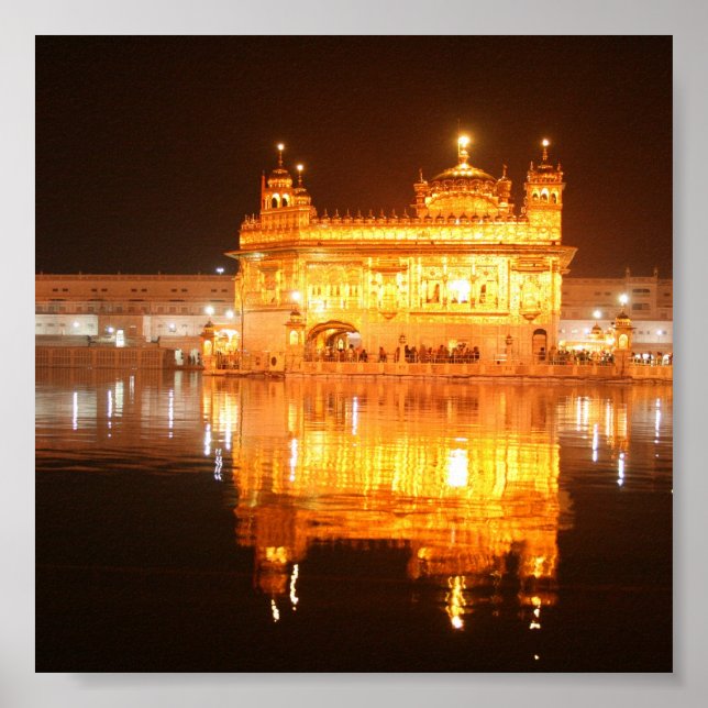 Golden Temple Amritsar North India at Night Poster (Front)