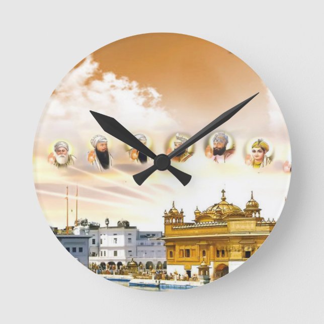 GOLDEN TEMPLE WITH THE SIKH GURUS ROUND CLOCK (Front)