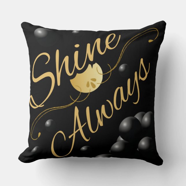 Golden Text Solar System Design Cushion (Front)