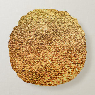 Golden textile: glamourous macro background. round cushion