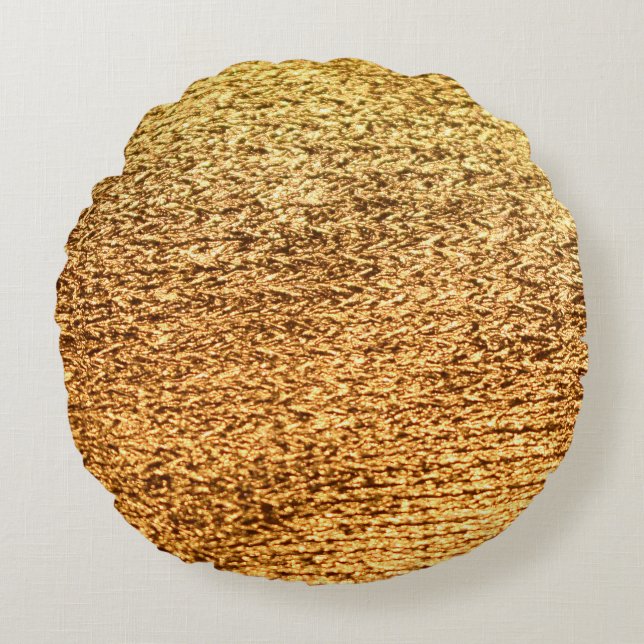 Golden textile: glamourous macro background. round cushion (Front)
