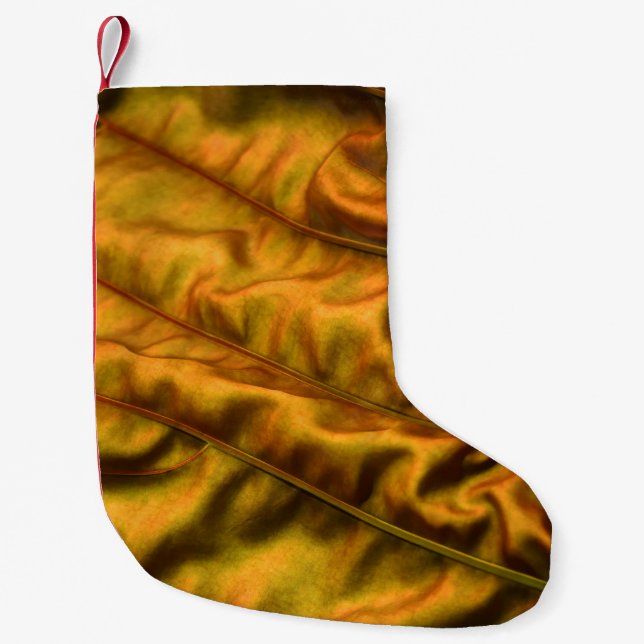 Golden textile small christmas stocking (Front)