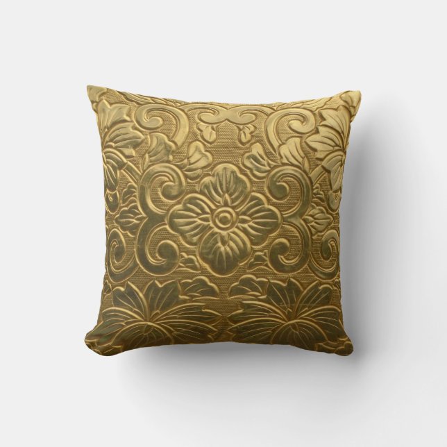 Golden Texture Throw Pillow (Front)