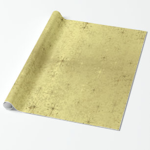 Golden Textured Holiday Christmas Stars Wrapping Paper