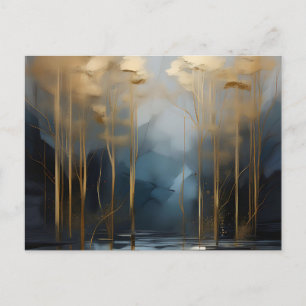 Golden Textures and Blue Shades Abstract Postcard