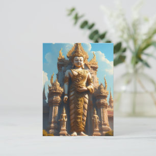 Golden Thai Temple Guardian Postcard