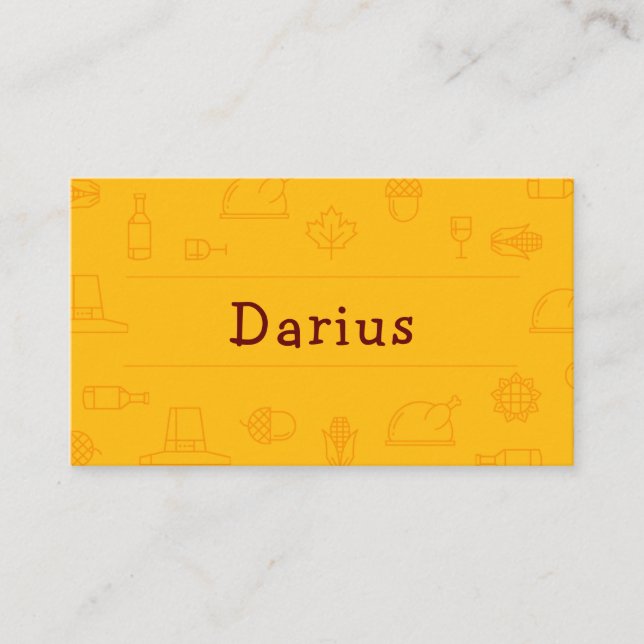 Golden Thanksgiving Icon Place Card (Front)