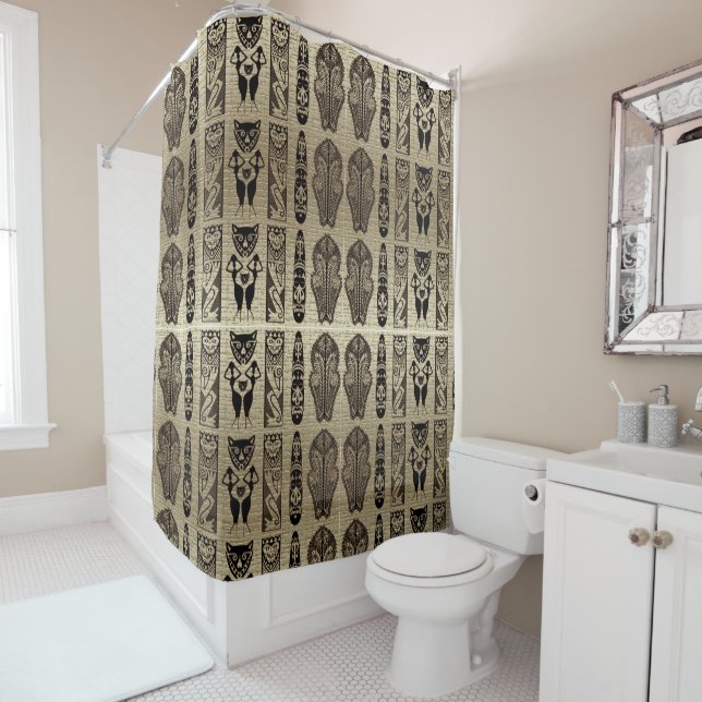 “Golden Threads of Tradition”:  Shower Curtain (In Situ)