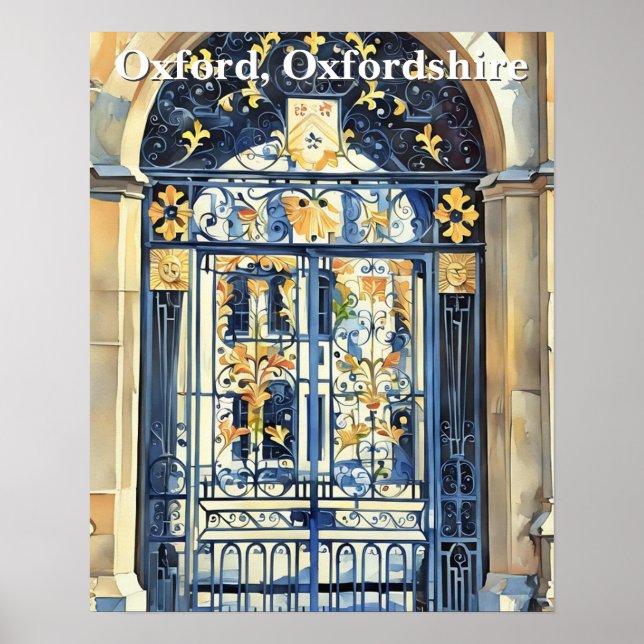 Golden Threshold – Ornate Gate in Oxford Poster (Front)