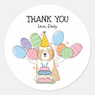 Golden Tibetan Terrier Birthday Favour Tags Sticke