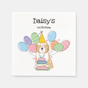 Golden Tibetan Terrier Birthday Paper Napkins