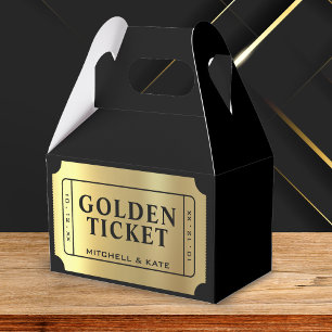 Golden Ticket Black & Gold Wedding Favour Box