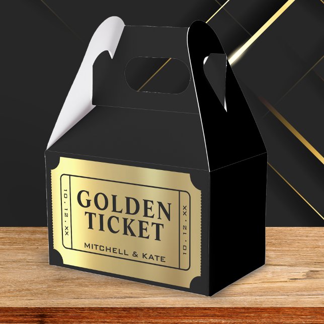 Golden Ticket Black & Gold Wedding Favour Box (Creator Uploaded)