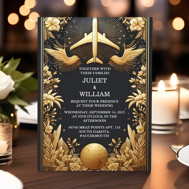 Golden Ticket Passport Boarding Pass Wedding Invitation (Creator Uploaded)