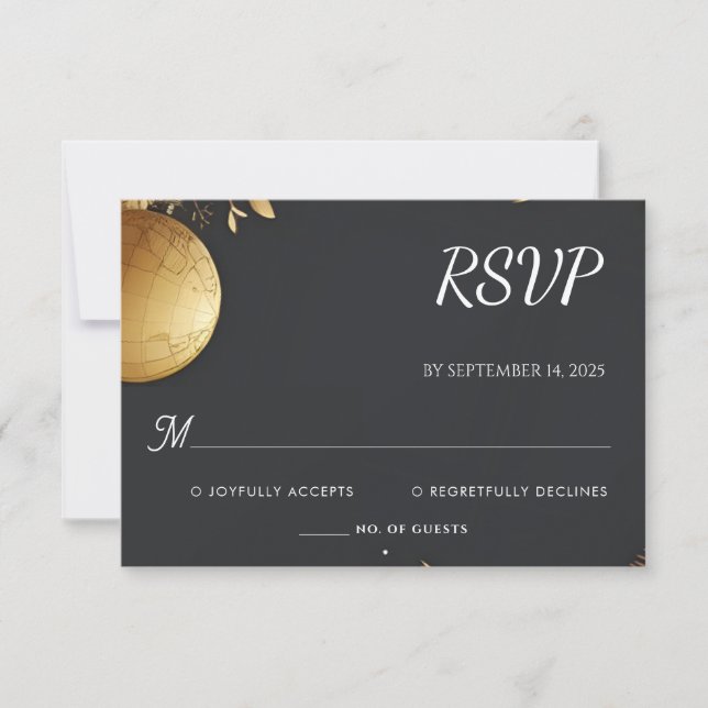Golden Ticket Passport Boarding Pass Wedding RSVP Card (Front)