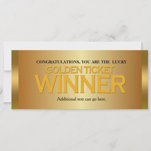 GOLDEN TICKET WINNER Birthday Party Invitation (Front)