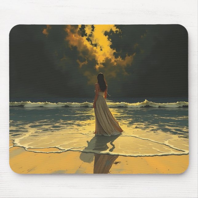 Golden Tide of Solitude | Celestial Tides Mouse Pad (Front)