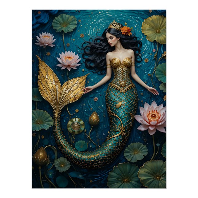 Golden Tides: Mermaid Symphony Poster (Front)