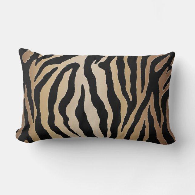 Golden Tiger Animal Print Lumbar Pillow Cushion (Front)