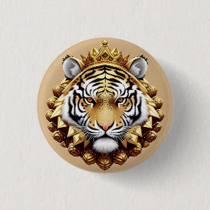 Golden Tiger Crest Emblem 3 Cm Round Badge