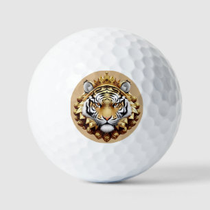 Golden Tiger Crest Emblem Golf Balls