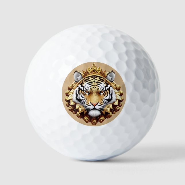 Golden Tiger Crest Emblem Golf Balls (Front)