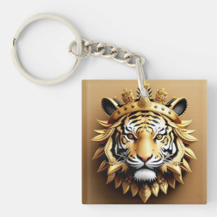 Golden Tiger Crest Emblem Key Ring