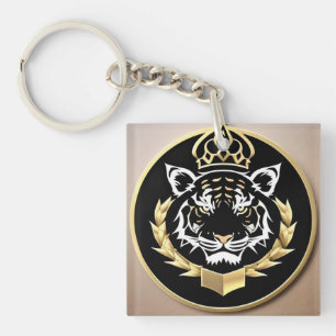Golden Tiger Crest Emblem Key Ring