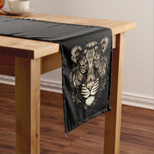 Golden Tiger Head  Long Table Runner