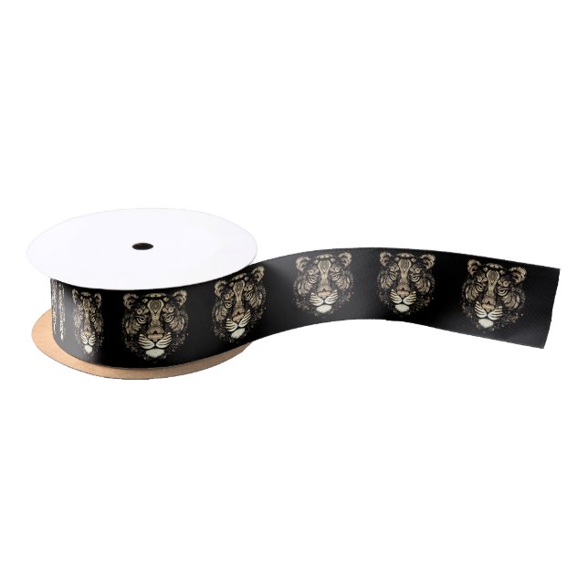 Golden Tiger Head  Satin Ribbon (Spool)