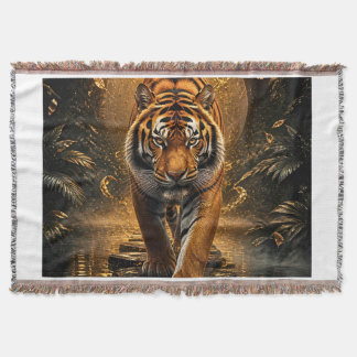 Golden Tiger Luxury Wildlife Art Throw Blanket
