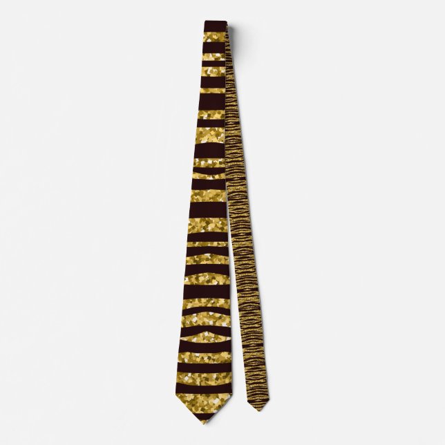 golden tiger print, tiger skin pattern, tiger fur tie (Front)