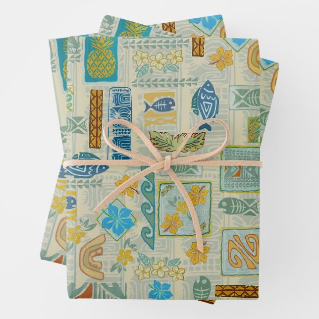 Golden Tiki Tropix Gift Wrap (In situ)