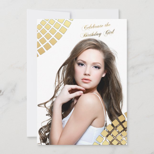 Golden Tiles Photo Invitation (Front)