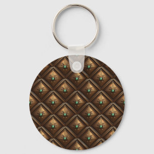 Golden Tiles With Emeralds  Key Ring