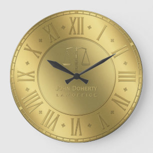 Golden Times   Personalizable Attorney At Law Large Clock