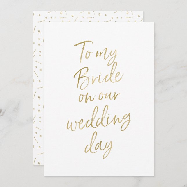 Golden "To my bride on our wedding day" Invitation (Front/Back)