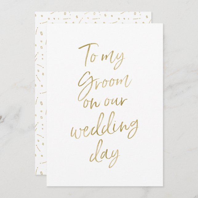 Golden "To my groom on our wedding day" Invitation (Front/Back)