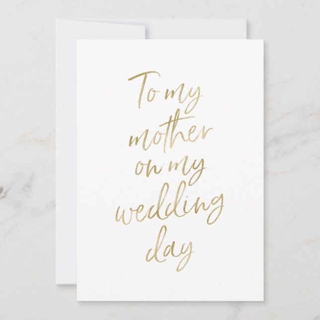 Golden "To my mother on my wedding day" Card (Front)