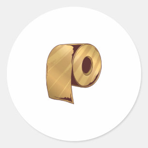 Golden Toilet Paper Classic Round Sticker