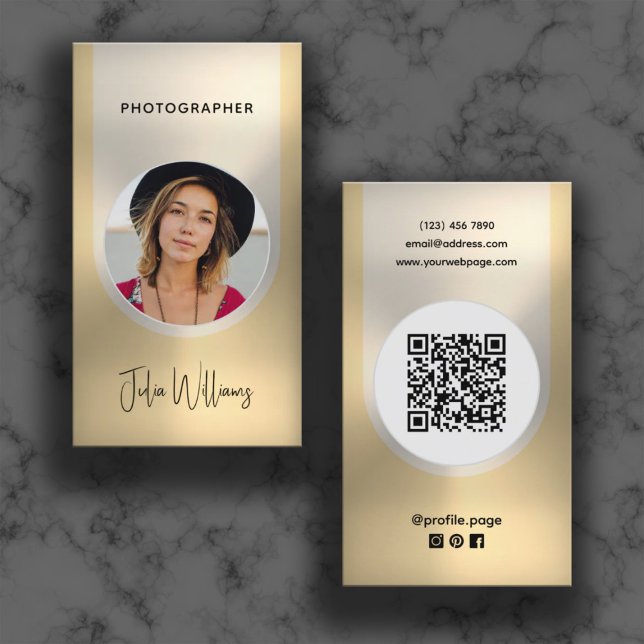 Golden tone faux metallic photographer business card (Creator Uploaded)