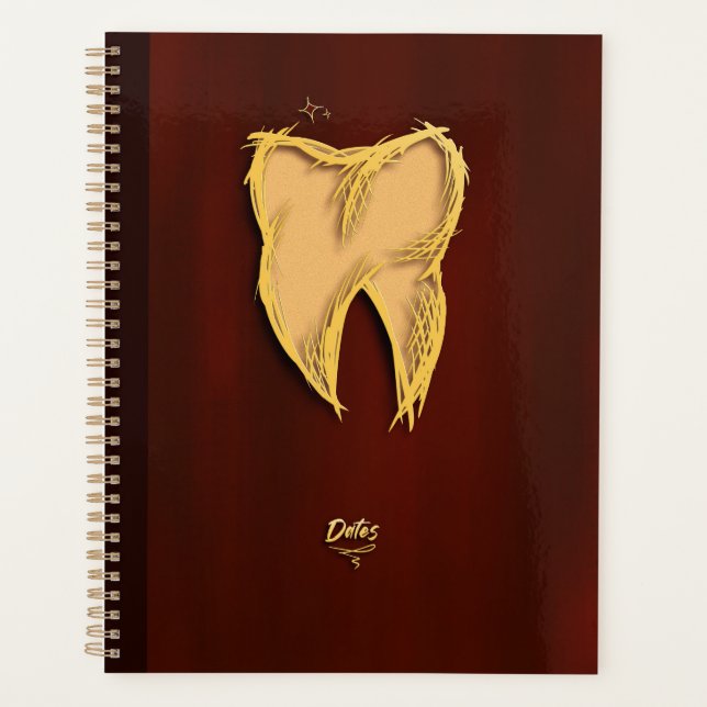 Golden Tooth Dentist Dental Assistant Elegant Gift Planner (Front)