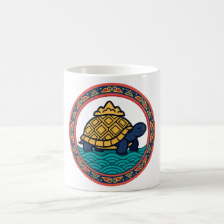 Golden Tortoise Waves Chinese Longevity Coffee Mug