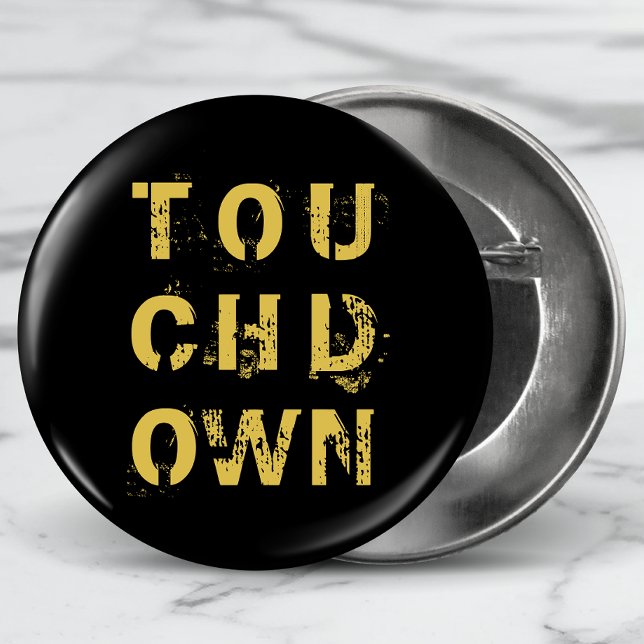 Golden Touchdown Football Typography 7.5 Cm Round Badge (Creator Uploaded)